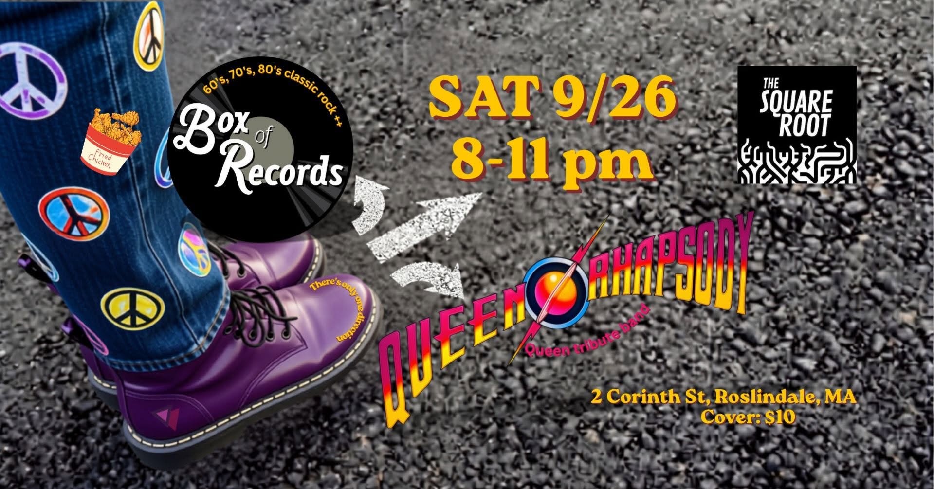 Queen Rhapsody with Box of Records at the Square Root